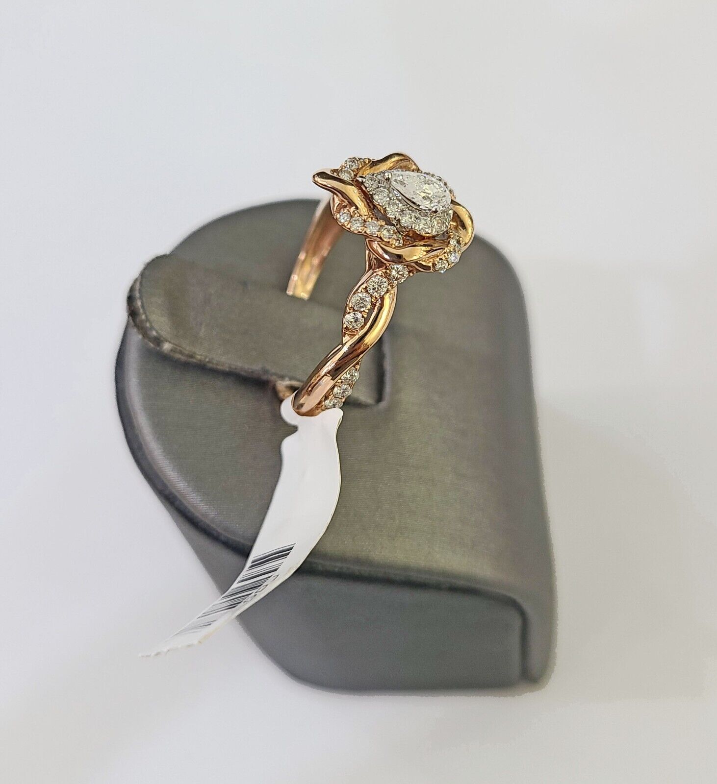 REAL 14k Rose Gold Diamond Ladies Ring Drop Shaped Women Engagement Wedding - GoldenlinQ